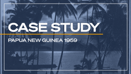 Case Study record graphic over Frank Hurley’s 1921 photograph of sunset at Boianai, Papua