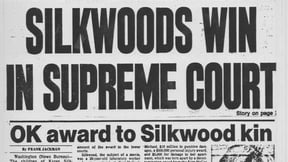 Silkwood win in supreme court newspaper bw