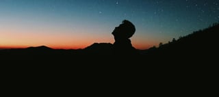 Person looking up at dusk